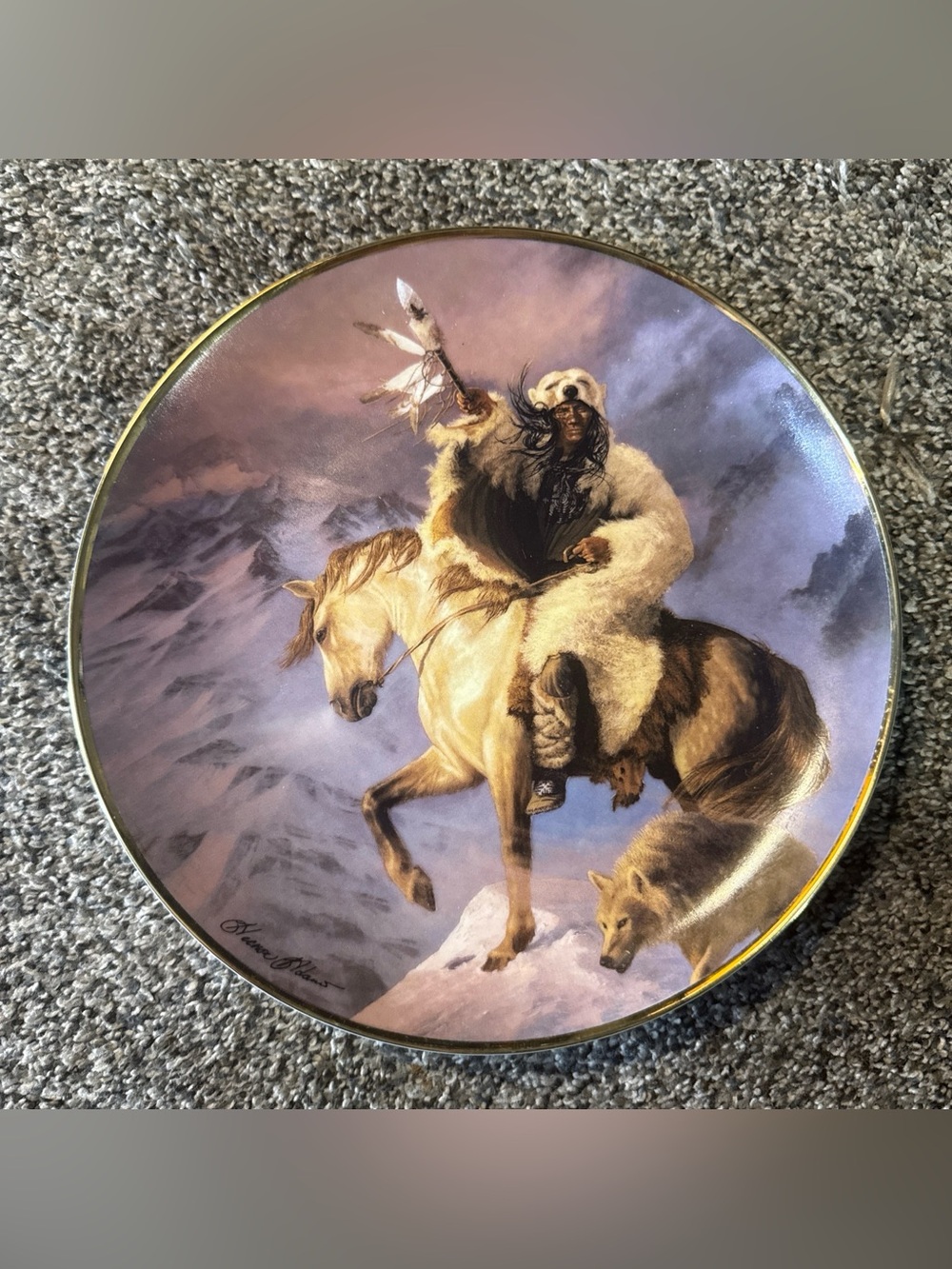 Franklin Mint Spirit Of the North Wind 8” Plate By Herman Adams Western Heritage
